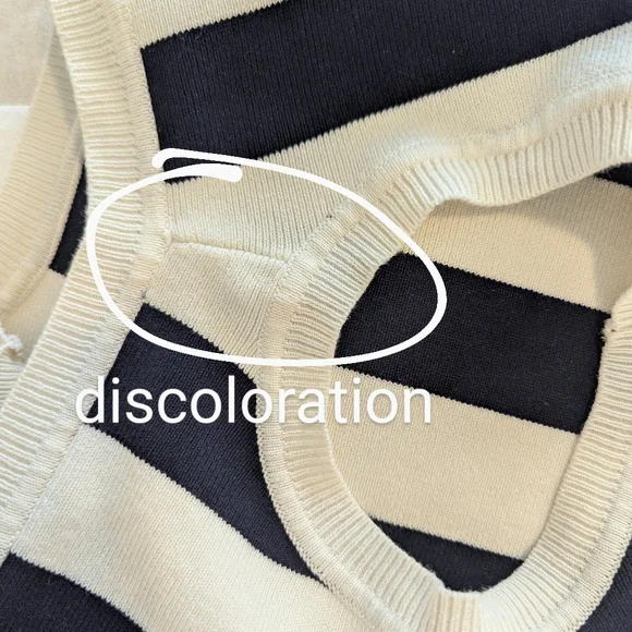 Zara Black/Navy and Cream Striped Crewneck Cropped Sweater Size Small - Picture 7 of 7